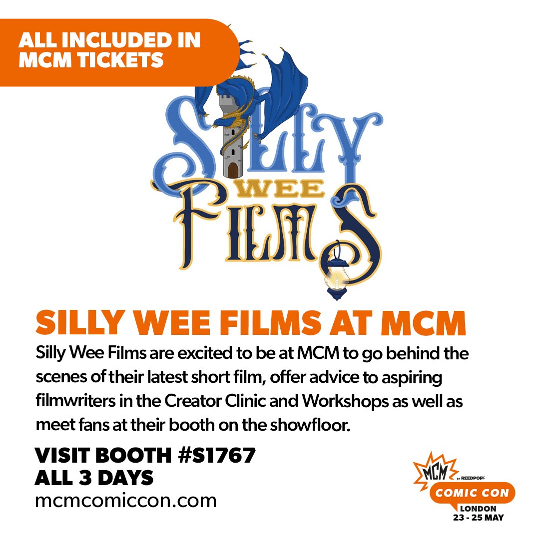 MCMComicCon's tweet image. Silly Wee Films are headed to MCM 🤩

They'll be going behind the scenes of their latest short film and offering advice to aspiring filmwriters in the Creator Clinic and Workshops.

Get MCM tickets: f.mtr.cool/wnkfkmwtga

@SWFScotland