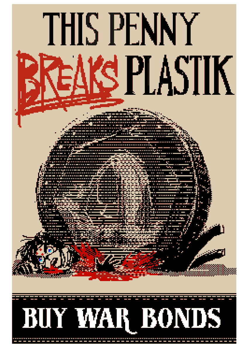 EyesFluorescent's tweet image. A pixel art Imperial war propaganda poster that has been resized to a bigger canvas. It is a comically large coin lethally crushing an unfortunate KLBR unit.
#signalisfanart #SIGNALISOC #SIGNALIS