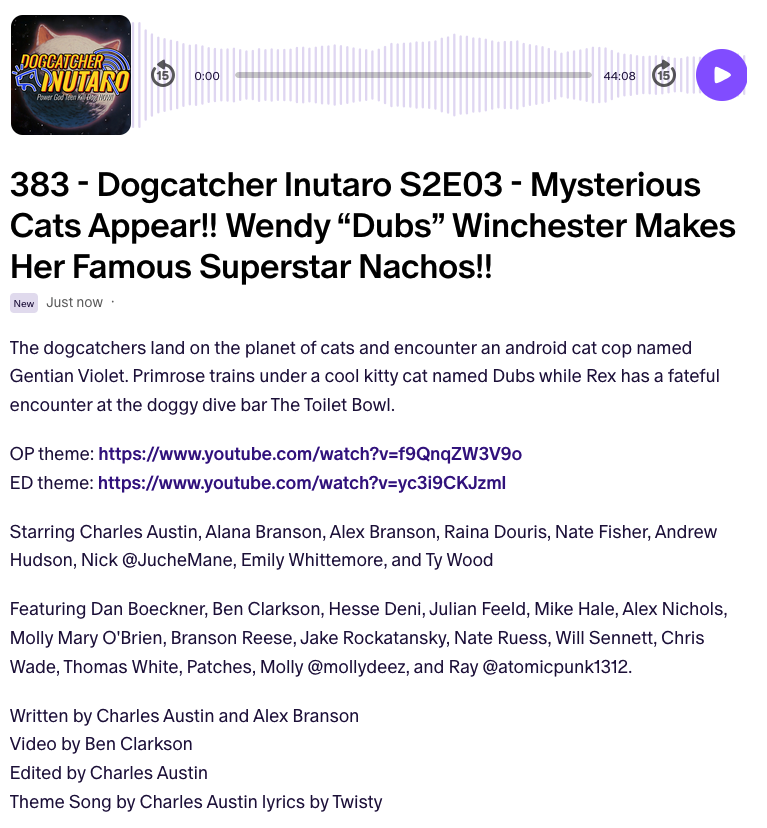 episode one (@e1podcast) on Twitter photo Dogcatcher Inutaro S2E03 - Mysterious Cats Appear!! Wendy “Dubs” Winchester Makes Her Famous Superstar Nachos!!
Introducing <a href="/RahRahRaina/">raina douris</a> as Dubs, <a href="/bobo_circus/">your friend ty</a> as Gentian Violet, <a href="/dogboner/">db</a> as Fido, and <a href="/bransonreese/">Branson Reese 🇵🇸</a> as Joe Camel
Link below 👇 Dogcatcher Inutaro S2E03 - Mysterious Cats Appear!! Wendy “Dubs” Winchester Makes Her Famous Superstar Nachos!!
Introducing <a href="/RahRahRaina/">raina douris</a> as Dubs, <a href="/bobo_circus/">your friend ty</a> as Gentian Violet, <a href="/dogboner/">db</a> as Fido, and <a href="/bransonreese/">Branson Reese 🇵🇸</a> as Joe Camel
Link below 👇