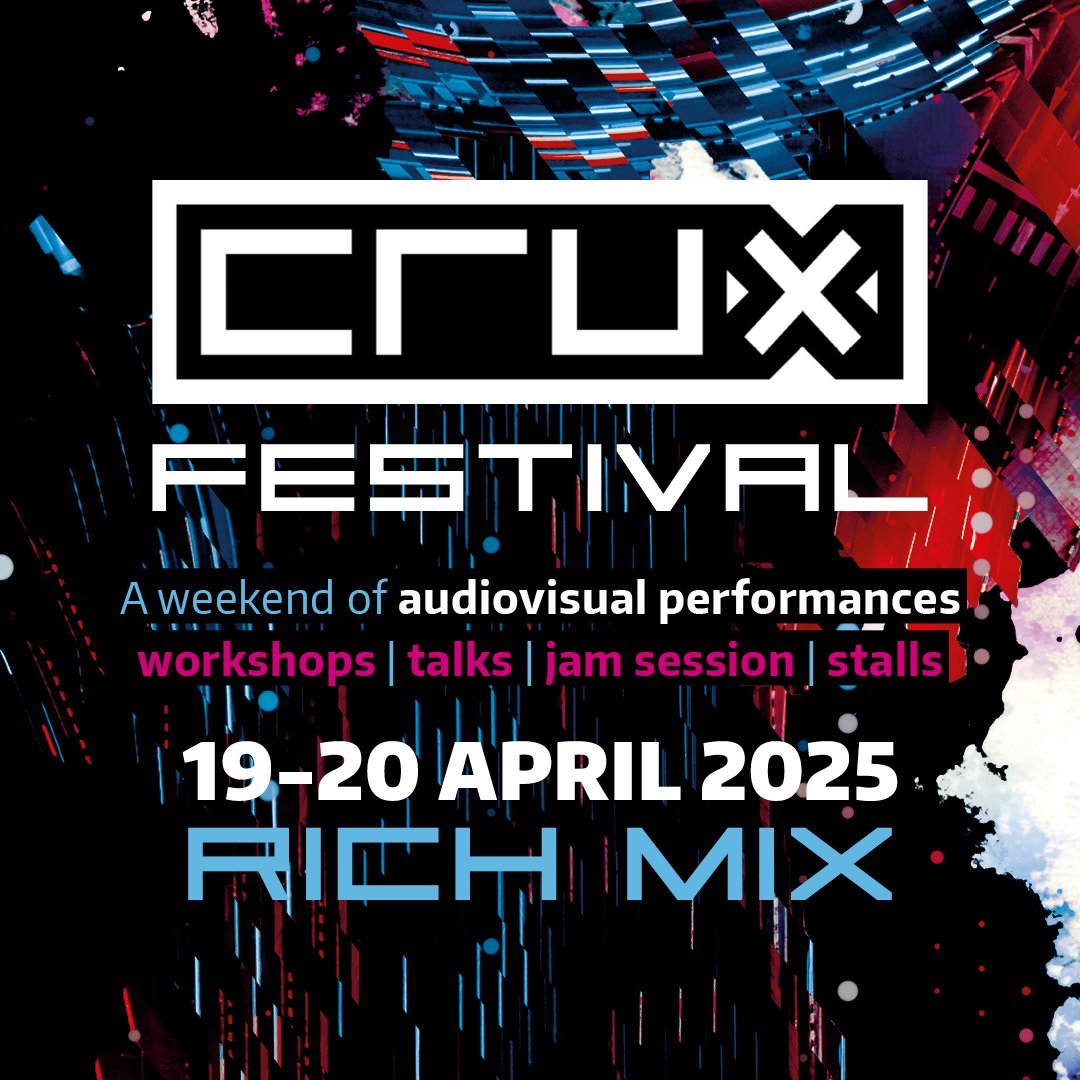 We're at Crux Festival TOMORROW! 

Join us in The Studio at <a href="/RichMixLondon/">Rich Mix</a> at 2:45pm for a special DMLab London session. Ft OrchLab touch instruments presentation from Dav Shiel +  live VJ performance from The Steve Varden Experience + Under the Stars!

📎 crux-events.org