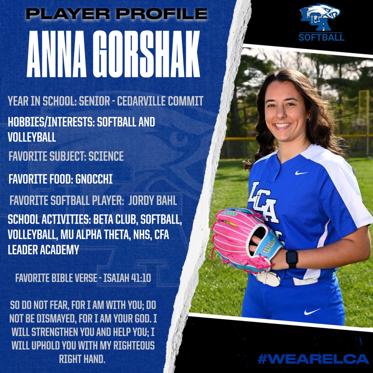 LCA Softball (@lcaeagles_sb) on Twitter photo Starting off by Introducing our first Senior #35 Anna Gorshak. Anna will continue her softball career playing at Cedarville University after she graduates <a href="/CUJacketsSB/">Cedarville Softball</a> <a href="/annag_2025/">Anna Gorshak</a> Starting off by Introducing our first Senior #35 Anna Gorshak. Anna will continue her softball career playing at Cedarville University after she graduates <a href="/CUJacketsSB/">Cedarville Softball</a> <a href="/annag_2025/">Anna Gorshak</a>