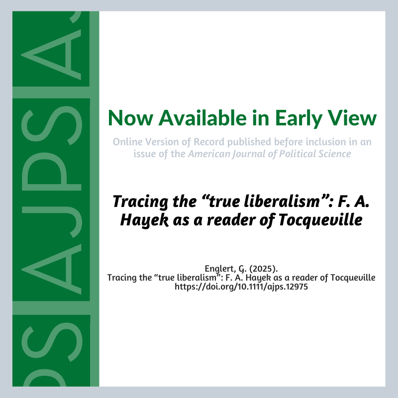 AJPS (@ajps_editor) on Twitter photo Tracing the “true liberalism”: F. A. Hayek as a reader of Tocqueville by Gianna Englert is now available in Early View. <a href="/GiannaEnglert/">Gianna Englert</a> ajps.org/2025/04/16/tra… Tracing the “true liberalism”: F. A. Hayek as a reader of Tocqueville by Gianna Englert is now available in Early View. <a href="/GiannaEnglert/">Gianna Englert</a> ajps.org/2025/04/16/tra…