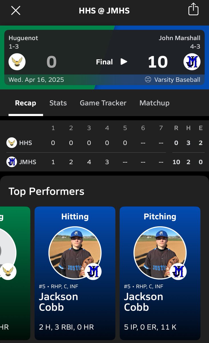 John Marshall Baseball tweet media