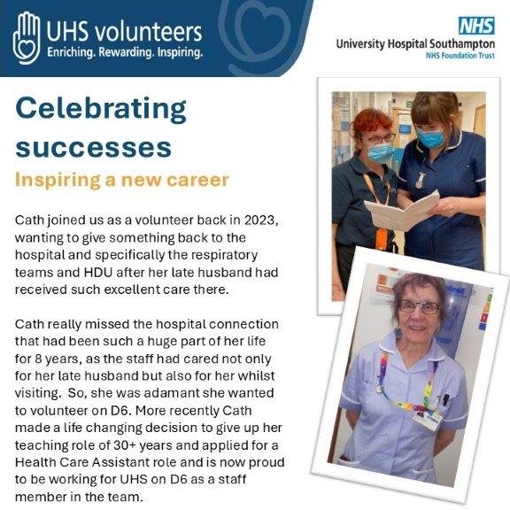UHSVolunteers's tweet photo. This week how volunteering can lead to a new career https://t.co/pI3KxAOOmm