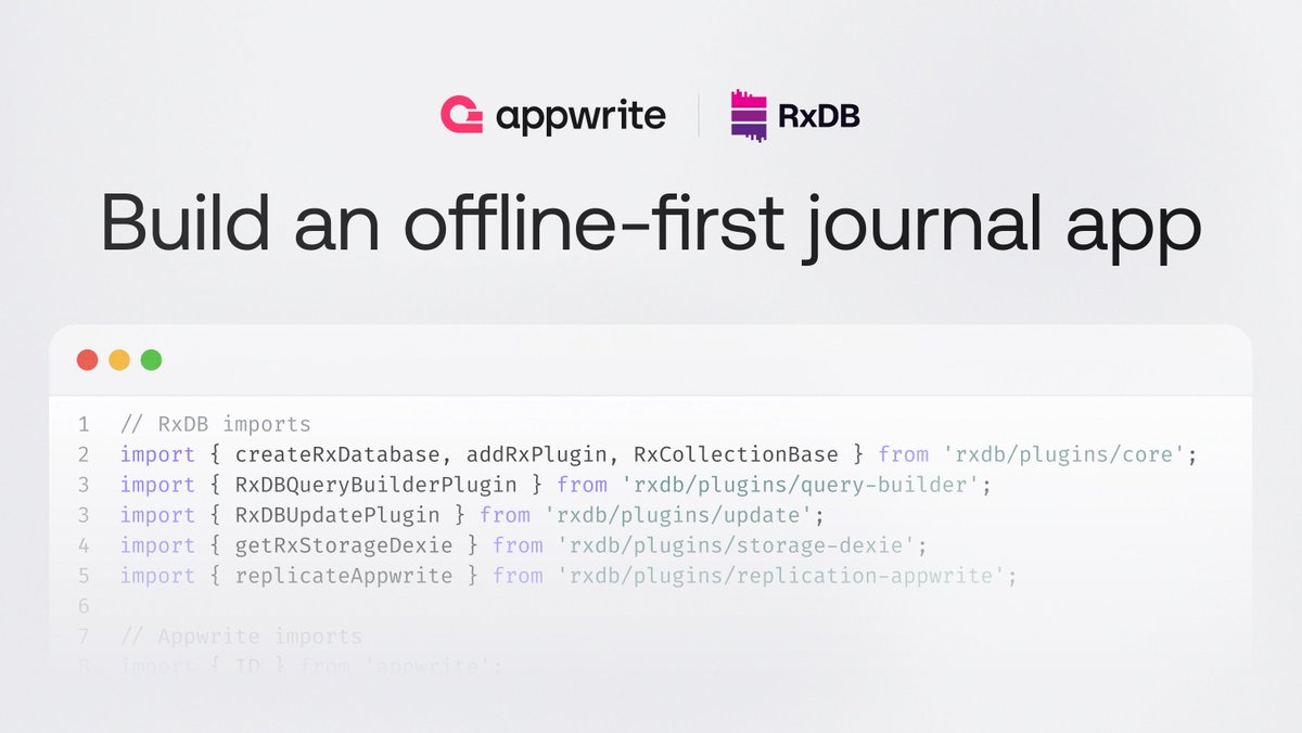 Offline data synchronization for an app is no longer a luxury, but a necessity.

Therefore, we’re happy to announce that Appwrite Databases now features a direct integration with <a href="/rxdbjs/">RxDB</a> , a local-first NoSQL database designed for JavaScript apps.

Now, it's easier than ever to
