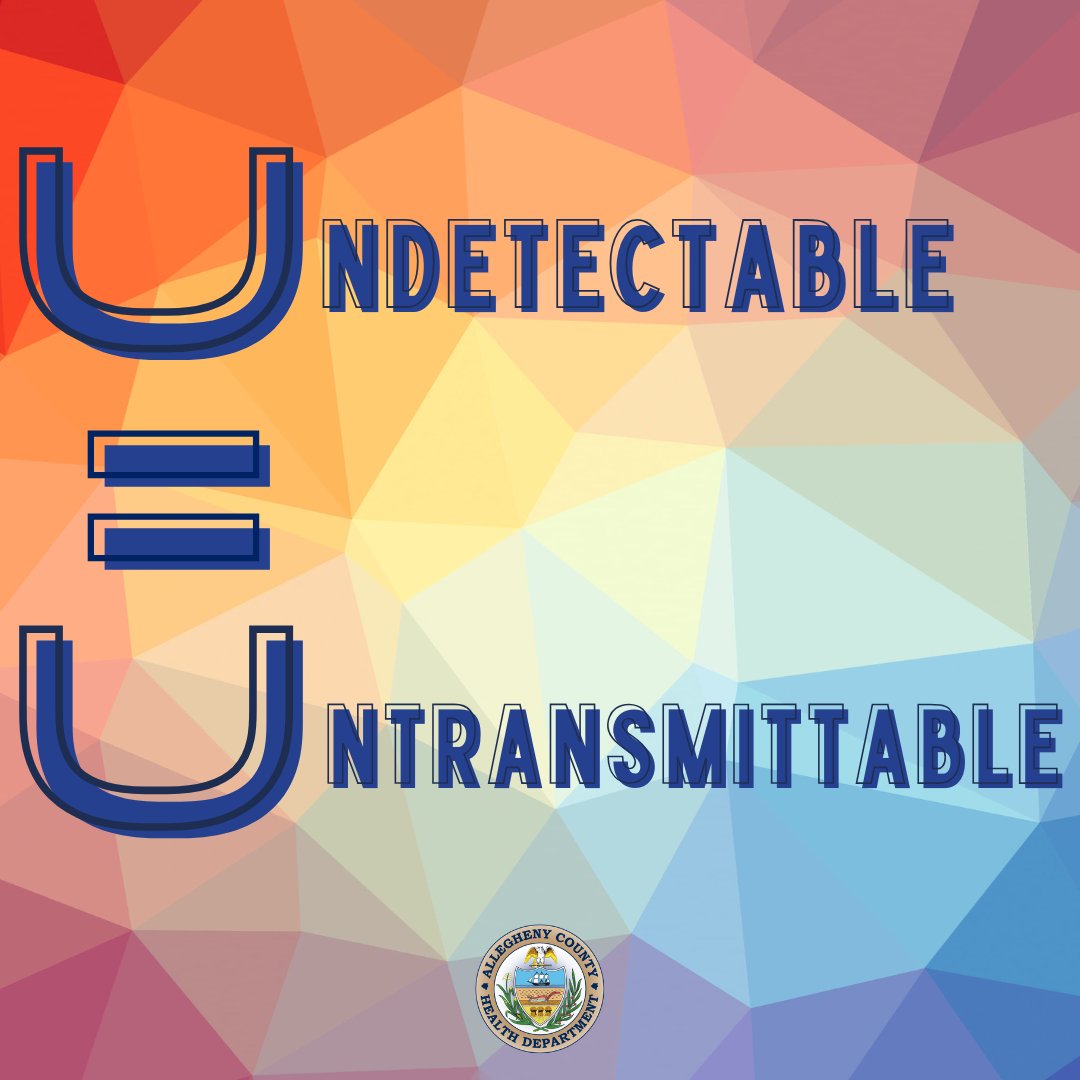 HealthAllegheny's tweet image. People living with HIV consistently taking antiretroviral therapy can achieve and maintain undetectable levels of HIV. If a person maintains undetectable status, they can&apos;t transmit HIV to others through sex. Undetectable = Untransmittable. #STIAwarenessWeek #preventativemedicine