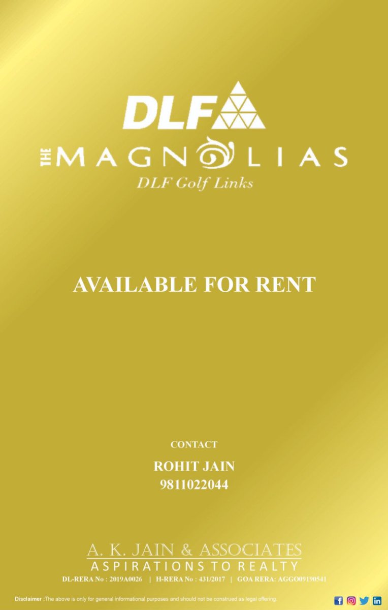 Available for Rent in the "Lutyens Gurugram"