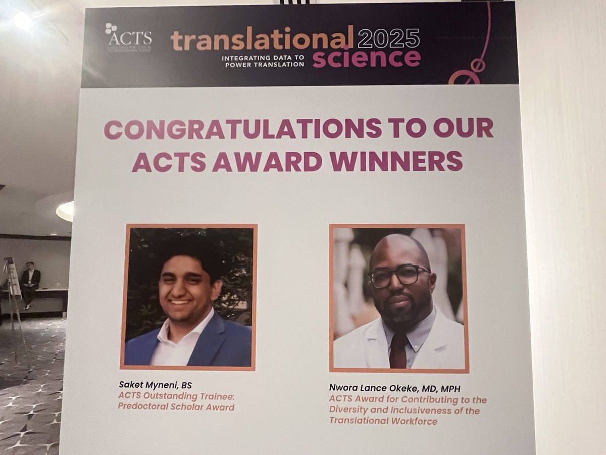 Congratulations to one of our clinical trainees, Saket Myneni, on his receipt of the predoctoral award at the  <a href="/ACTScience/">ACTS</a> 2025 Conference! #TS25DC