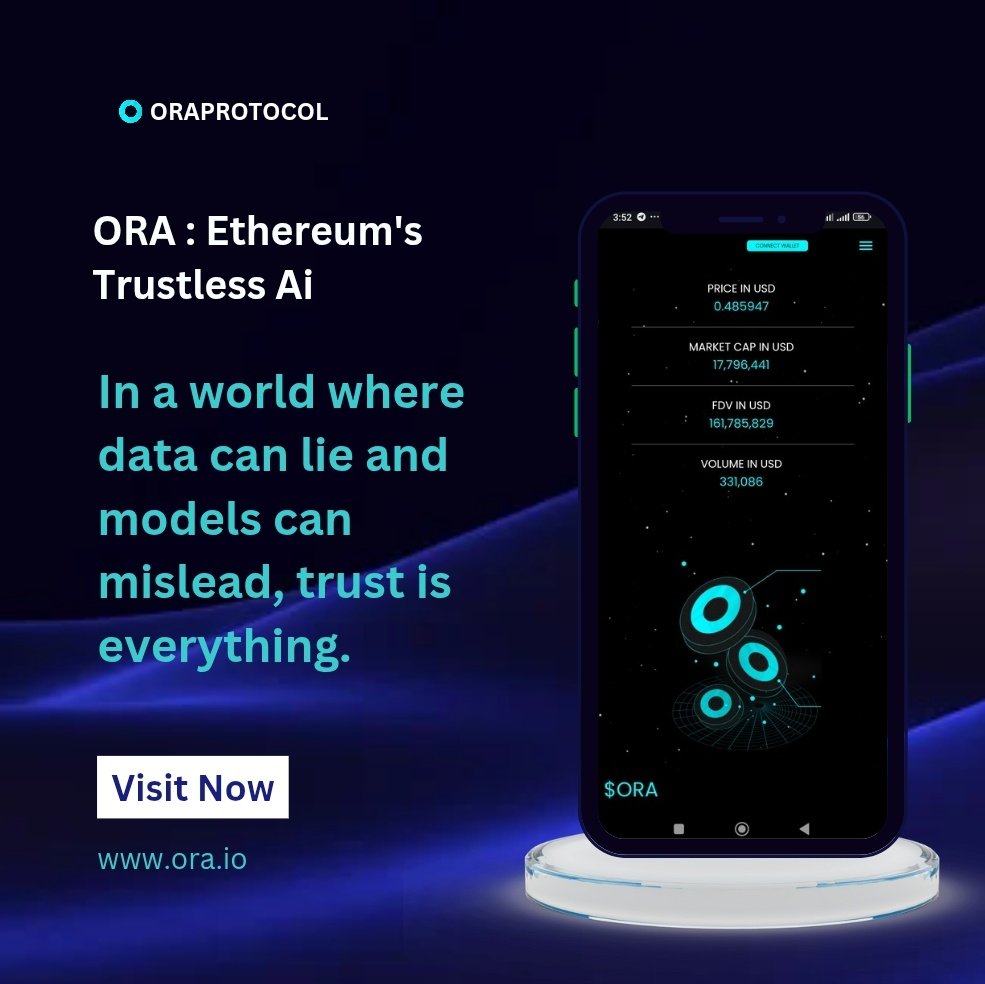lordsgood's tweet image. ORA: Ethereum’s Trustless AI.
In a world where data can lie and models can mislead, trust is everything.

That’s why @oraprotocol is building the future with opML  verifiable, onchain machine learning.

No more black-box AI.
No more centralized data gatekeepers.

 #OraProtocol