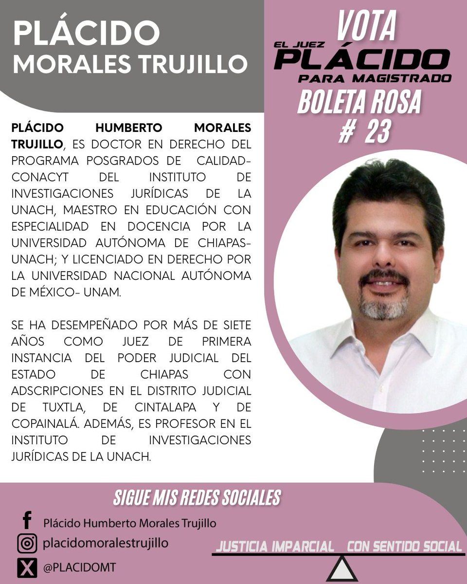 PonleJORGEaTux's tweet photo. Un gusto haber saludar y platicar con mi amigo el juez @PLACIDOMT  quien es candidato a Magistrado Federal y Civil, por ello te invito a votar en la boleta Rosa  #23 que se realizará el próximo 1 de junio a nivel nacional representa un parte aguas en la vida democrática de México https://t.co/Wtt7NC9yEg