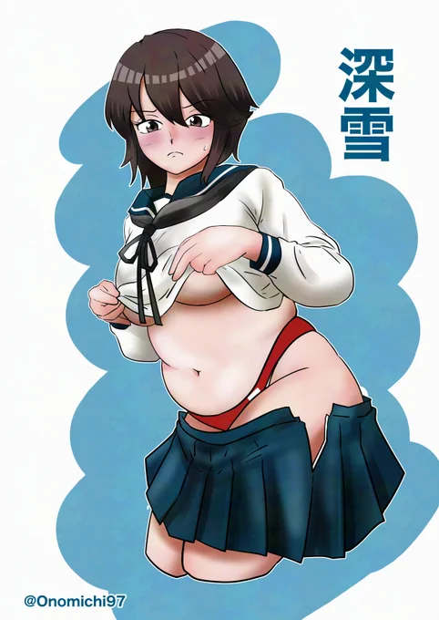 油断していた深雪サマーの特型スペシャル増量ボディ #艦これ版真剣お絵描き60分一本勝負_20250417 