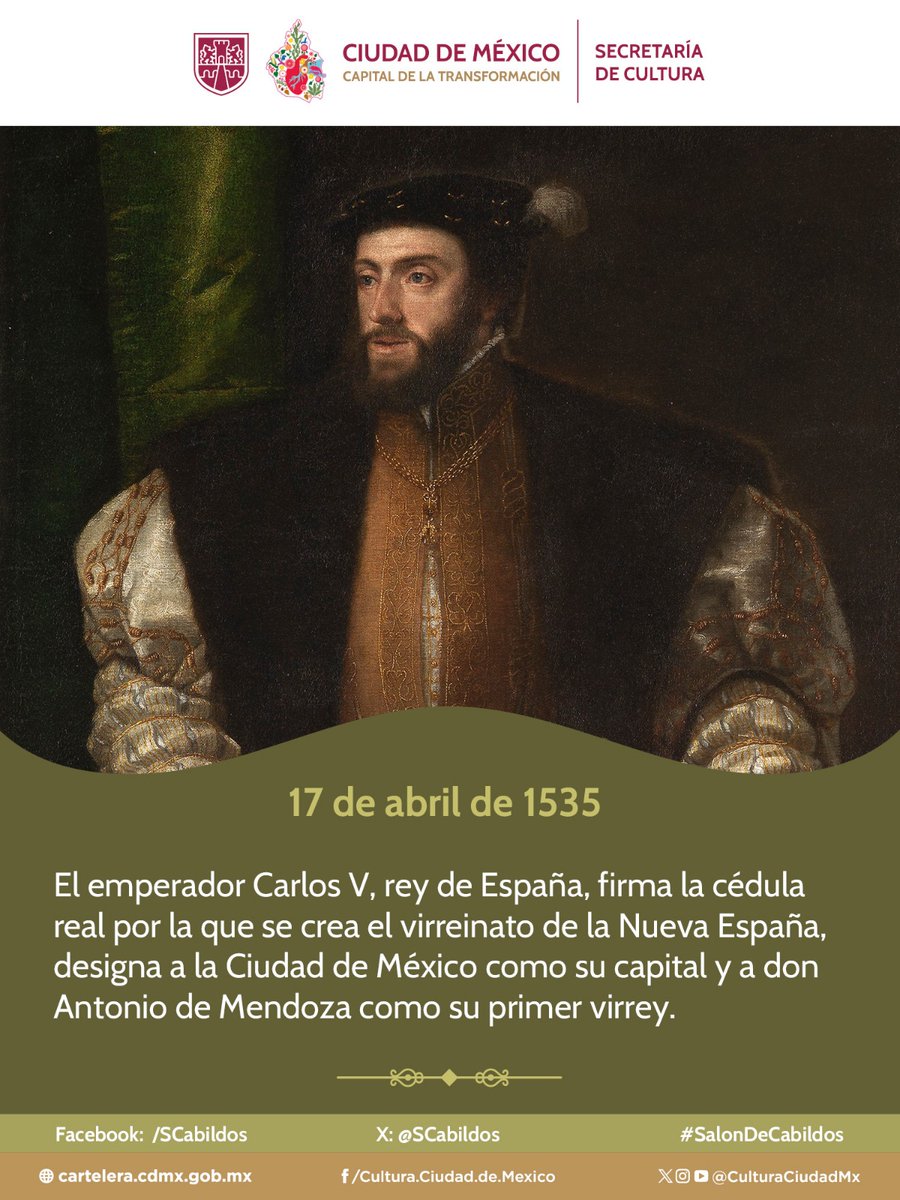 Creación del virreinato de la Nueva España.
#Efemérides 
#SalonDeCabildos