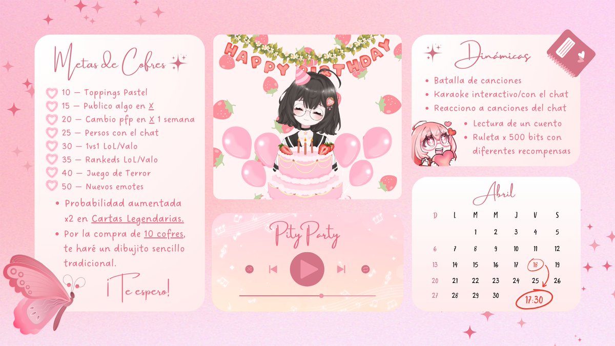 NamielleCarmine's tweet image. 🎂 ¡Fiesta de cumpleaños de Mavita!🎂
💜 Mañana en el canal de @MavaHanami 💜
🌸Viernes 18 a las 17:30 hora Colombia🌸

¡Por favor no faltes!