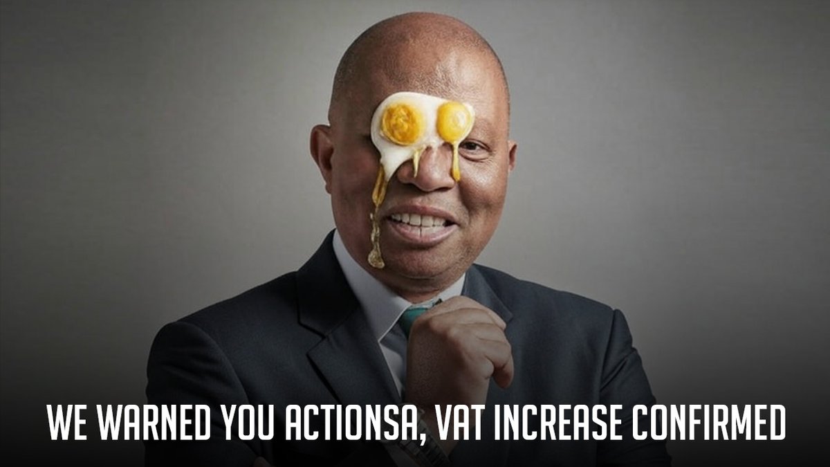 RenaldoGouws's tweet photo. The entire South Africa tried to warn @Action4SA and @BuildOneSA but they didn't listen. They trusted the ANC when we all know that is a rookie mistake. The finance minister has confirmed a 0.5% VAT increase from the 1st of May.

Video Link: https://t.co/xckmM0U3hS https://t.co/mP1PAChUcy