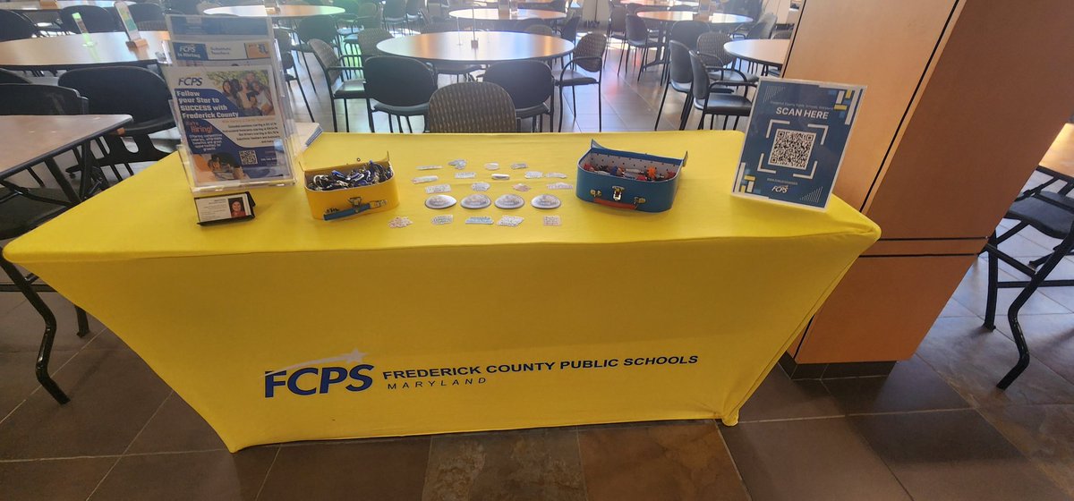 All set up for the job fair at <a href="/FrederickCC/">Frederick Community College</a> for the employees of the FCC Children's Center. Come stop by my table if you want to learn more about working for <a href="/FCPSJobs/">FCPSJobs</a> !