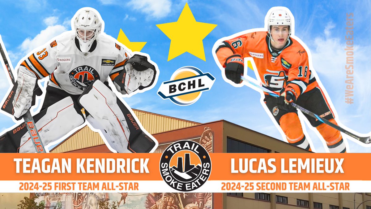 Congratulations to Teagan Kendrick and Lucas Lemieux on being named to the 2024-25 Year-End First and Second All-Star Teams! #WeAreSmokeEaters

Details: trailsmokeeaters.com/2024-25-all-st…