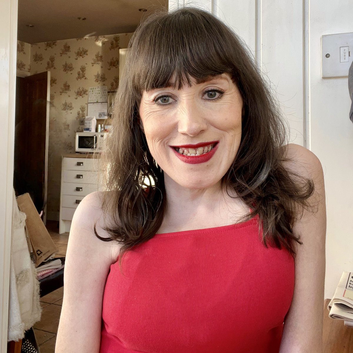 DinkyKt's tweet photo. The other day, I wore red—something I rarely do.
Living with #cEDS + #kyphoscoliosis, and being nearly 40 but stuck in kids’ clothes, it’s hard to feel confident in my body.
But that day? I did. And it felt really good.
#EDS #DisabilityStyle #ChronicIllnessLife
#RedDress https://t.co/OatjpYkcN2