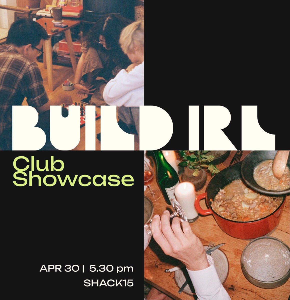 Saumyagupta's tweet photo. SF Joiners Week is here — 7 days of clubs, connection, and IRL community📷 

We’ve teamed up with @thesfcommons on: SF Joiners Week | April 21–25 | https://t.co/cDi8SQ1vBU 

And wrapping it up with a legendary club fair at Shack15 on April 30. https://t.co/RVLFGyOiy6

@build_irl https://t.co/zChoJ77LWG