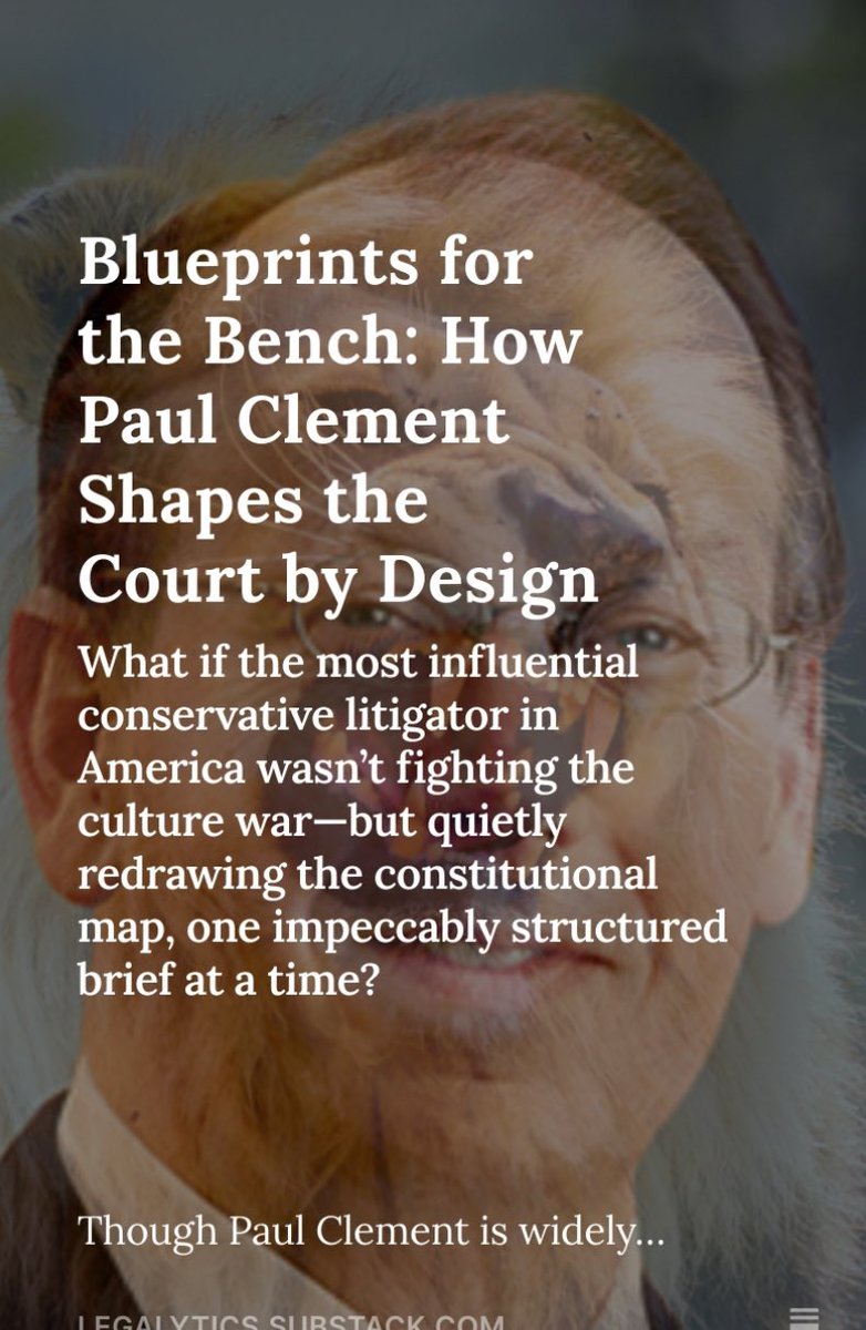 Former Republican SG Paul Clement signed on to defend WilmerHale's interests in a suit against the Trump Administration. I discuss why this decision is potentially a game changer in my latest for Legalytics. legalytics.substack.com/p/blueprints-f…