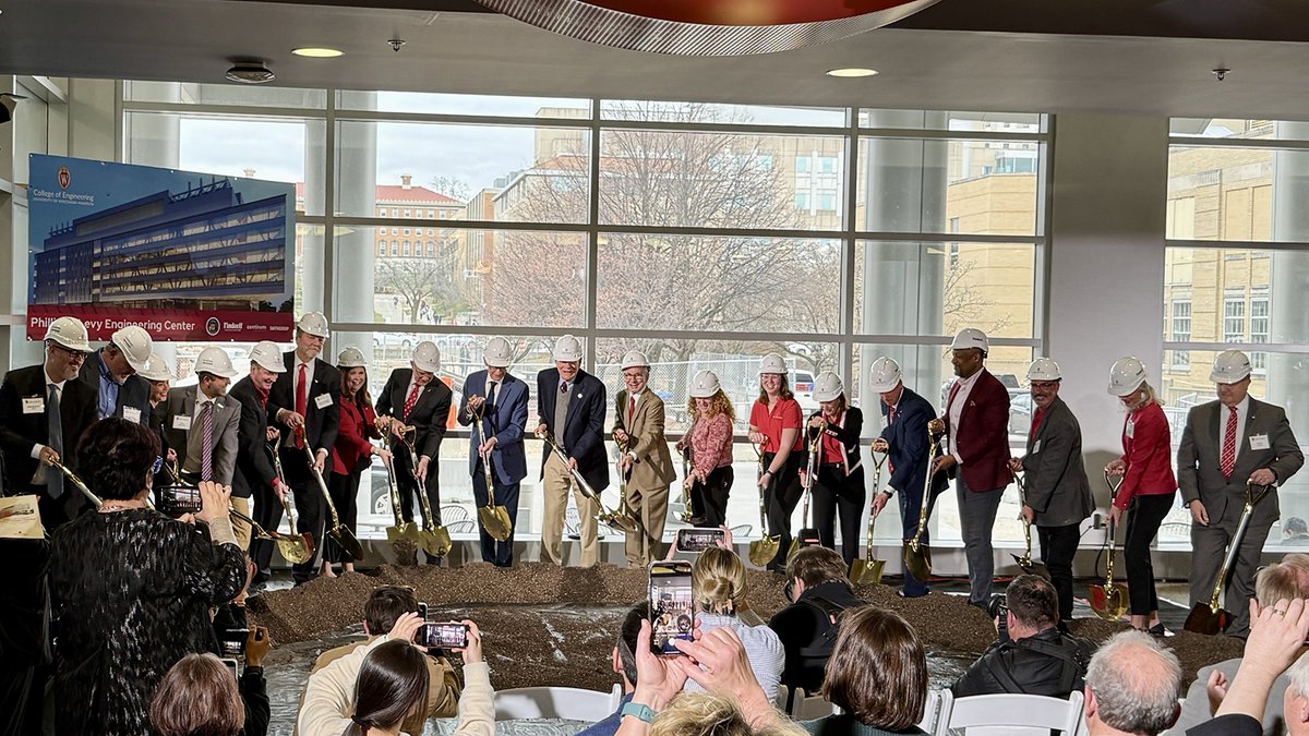 UW-Madison College of Engineering (@uwmadengr) on Twitter photo 🏗️ (Ground)breaking news! Today, lead donors Jeffrey and Marvin Levy, <a href="/uwchancellor/">Chancellor Jennifer Mnookin</a>, <a href="/GovEvers/">Governor Tony Evers</a> and dignitaries from across the <a href="/UWMadison/">UW–Madison</a> campus and the state broke ground on the Phillip A. Levy Engineering Center. #EngineeringTheFuture
engineering.wisc.edu/news/breaking-… 🏗️ (Ground)breaking news! Today, lead donors Jeffrey and Marvin Levy, <a href="/uwchancellor/">Chancellor Jennifer Mnookin</a>, <a href="/GovEvers/">Governor Tony Evers</a> and dignitaries from across the <a href="/UWMadison/">UW–Madison</a> campus and the state broke ground on the Phillip A. Levy Engineering Center. #EngineeringTheFuture
engineering.wisc.edu/news/breaking-…