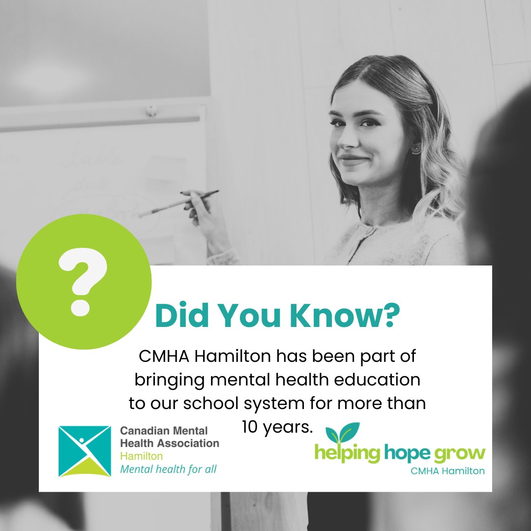 Physical health has always been a part of the established education system. But, did you know that in the 80's research &amp; support for mental health education began to emerge. CMHA Hamilton has been part of bringing that education to our school system for more than 10 years.