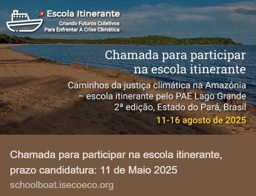 🌱 Applications now open! Join the 2nd edition of the Itinerant School Creating Collective Futures 🇧🇷

📅 11–16 August 2025
📍 Santarém, Brazil
🌿 Youth, climate action &amp; sociobiodiversity
🗣 Language: Portuguese
🔗 schoolboat.isecoeco.org

@isecoeco @EcoEco_Brasil