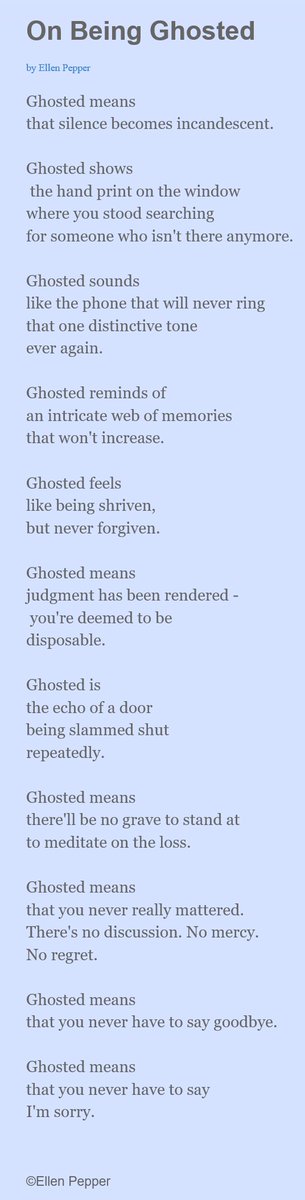 On Being Ghosted
by Ellen Pepper
storytellingbyellenpepper.blogspot.com