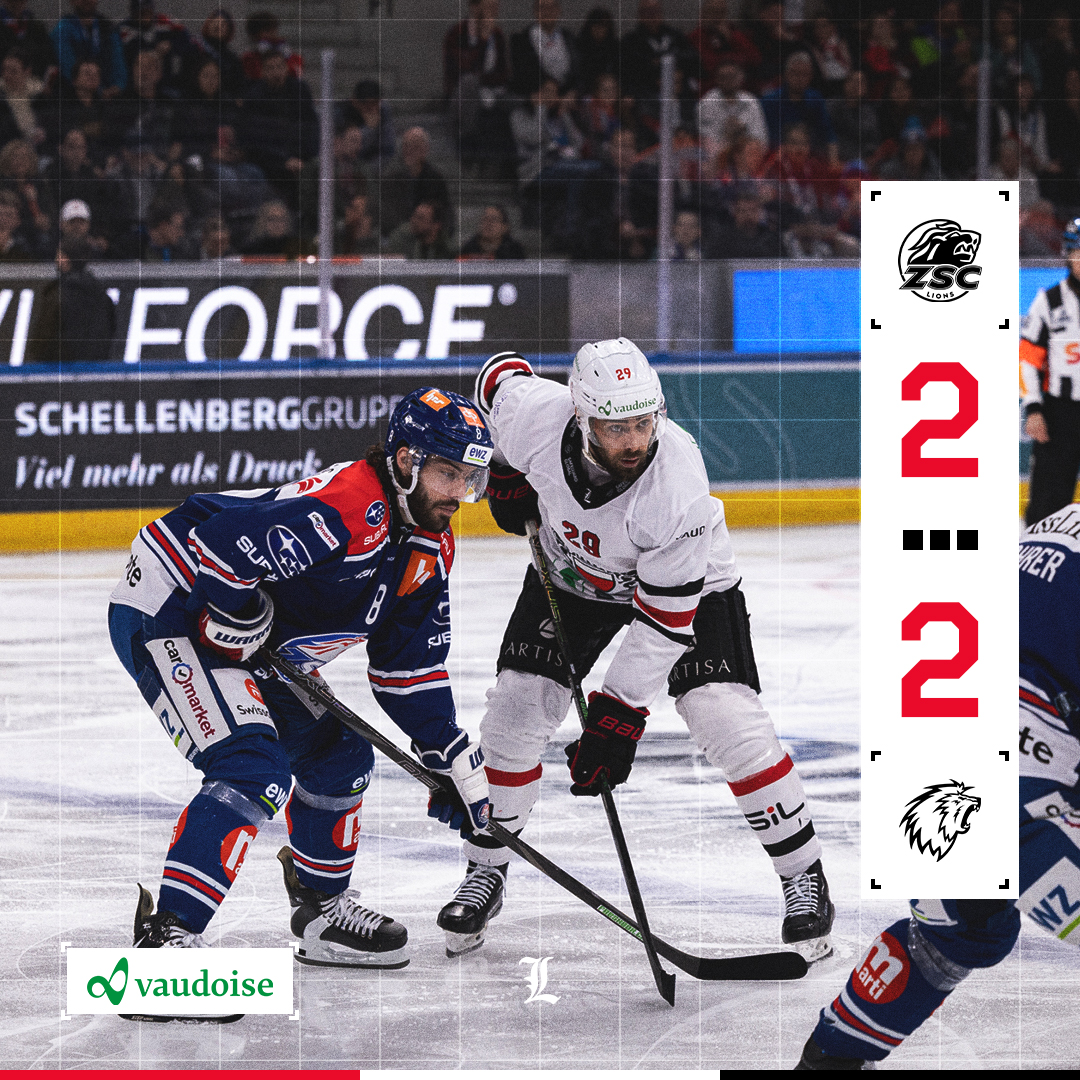 Le LHC tient le coup et les deux équipes vont devoir passer par la prolongation dans cet acte II !

ZSC Lions 2⃣–2⃣ Lausanne HC