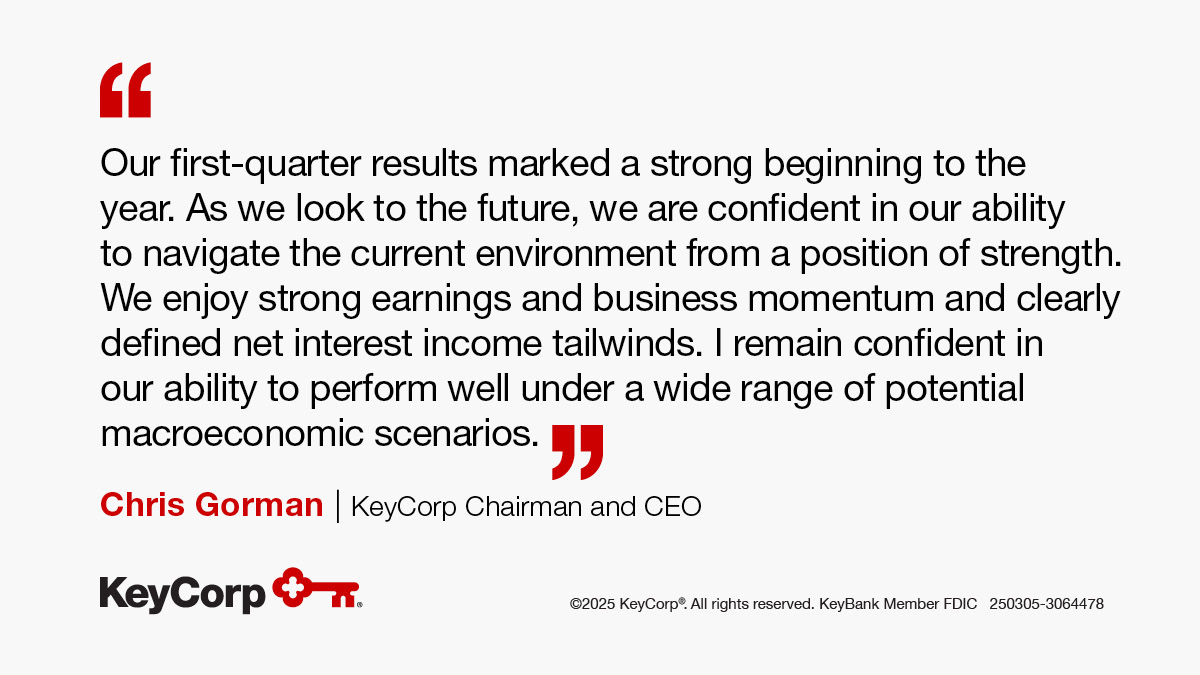 Today, we announced KeyCorp’s First Quarter 2025 earnings. Learn more here: bit.ly/42iIopz