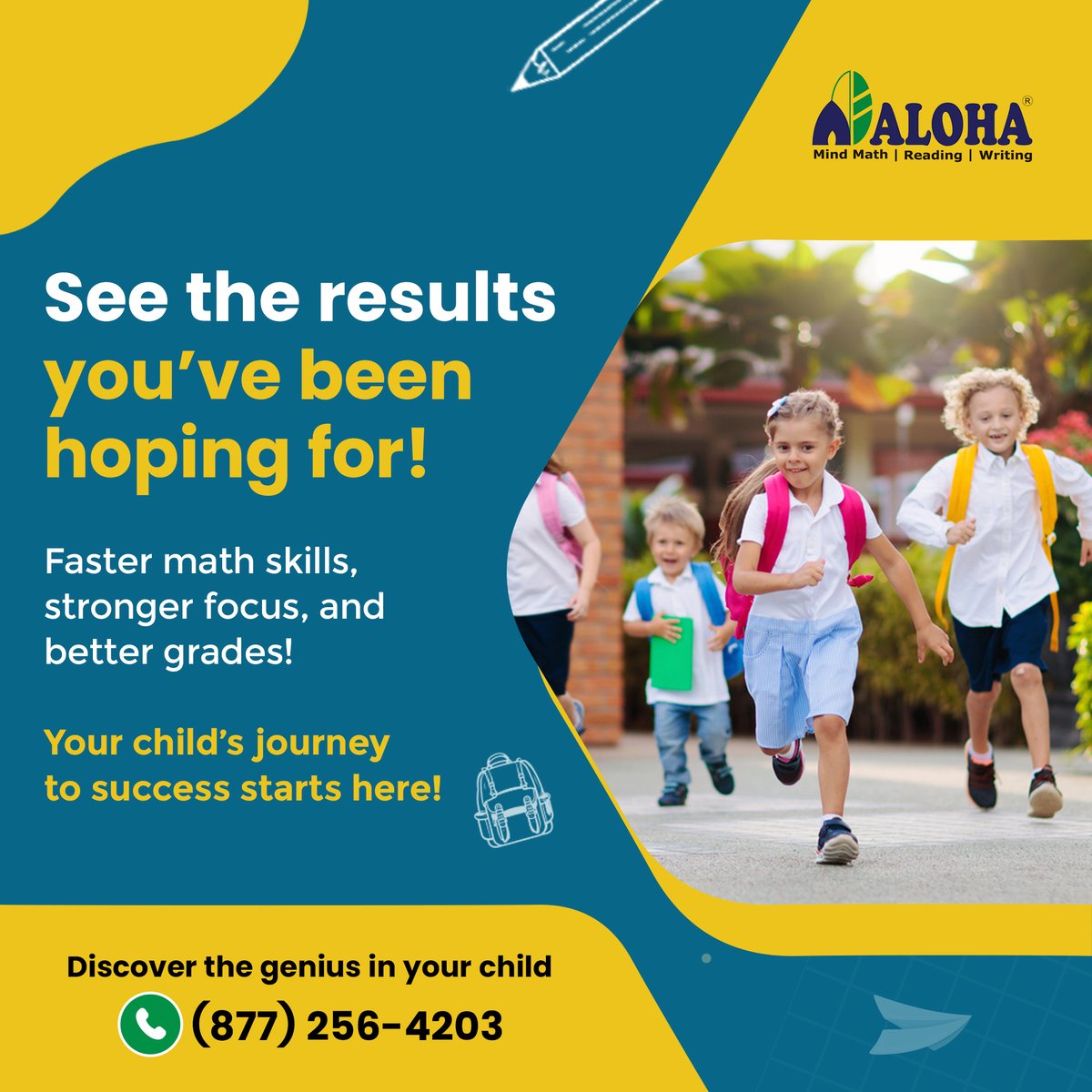 AlohaKidsMath's tweet image. Unlock your child’s full potential with ALOHA Mind Math!
Boost math skills, sharpen focus, and see real academic results.
For more information,
👉alohamindmath.com
📞(877) 256-4203
#mathprogram #writingprogram #abacusclasses #coremath #Abacus #math #abacustraining #ALOHA