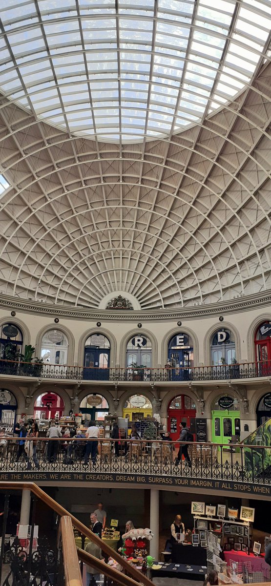 PaulCartwright's tweet image. Last Sunday, breakfast bap in John Lewis &amp;amp; Partners, wander thro to Leeds Corn Exchange for what?  Well, coffee &amp;amp; cake, of course.
Art is good, but I don&apos;t agree with wood paneling artwork on the sides of wrought iron handrail to steps which hides a good match to the balustrade.