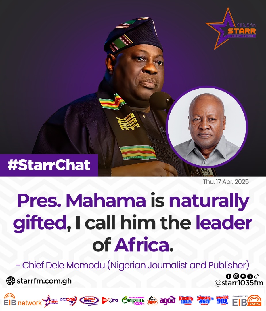 Renowned Nigerian Publisher, Chief Dele Momodu on #StarrChat with <a href="/TheRealBolaRay/">Bola Ray</a>...

#GHOneNews #EIBNetwork
#GHOneTV #NewsAlert
#StarrFM <a href="/starr1035fm/">Starr 103.5 FM</a>