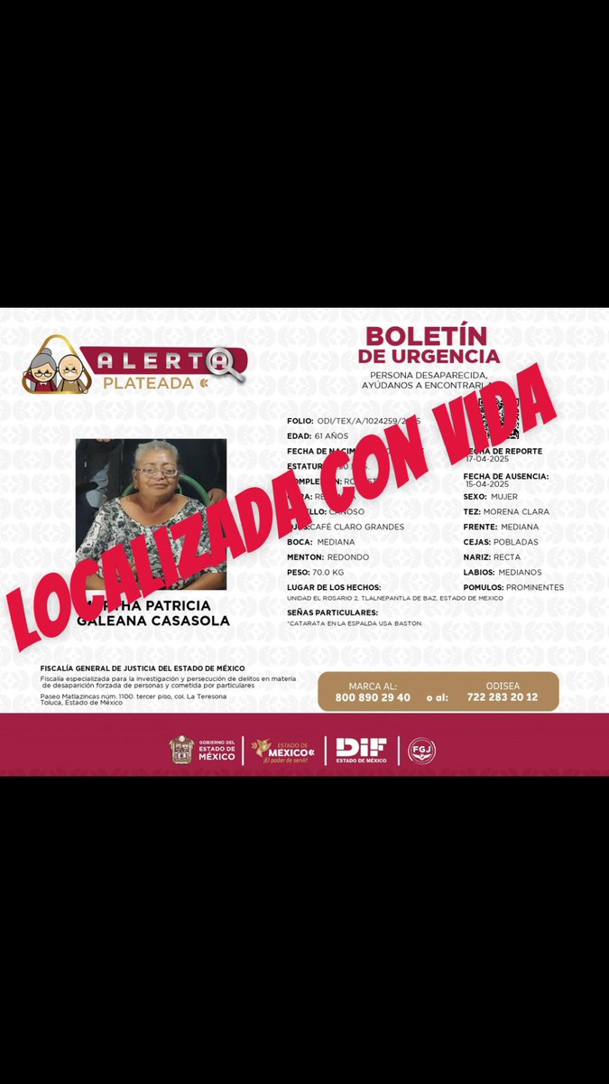 Gracias a todos lo que compartieron afortunadamente Martha ya se encuentra con su familia