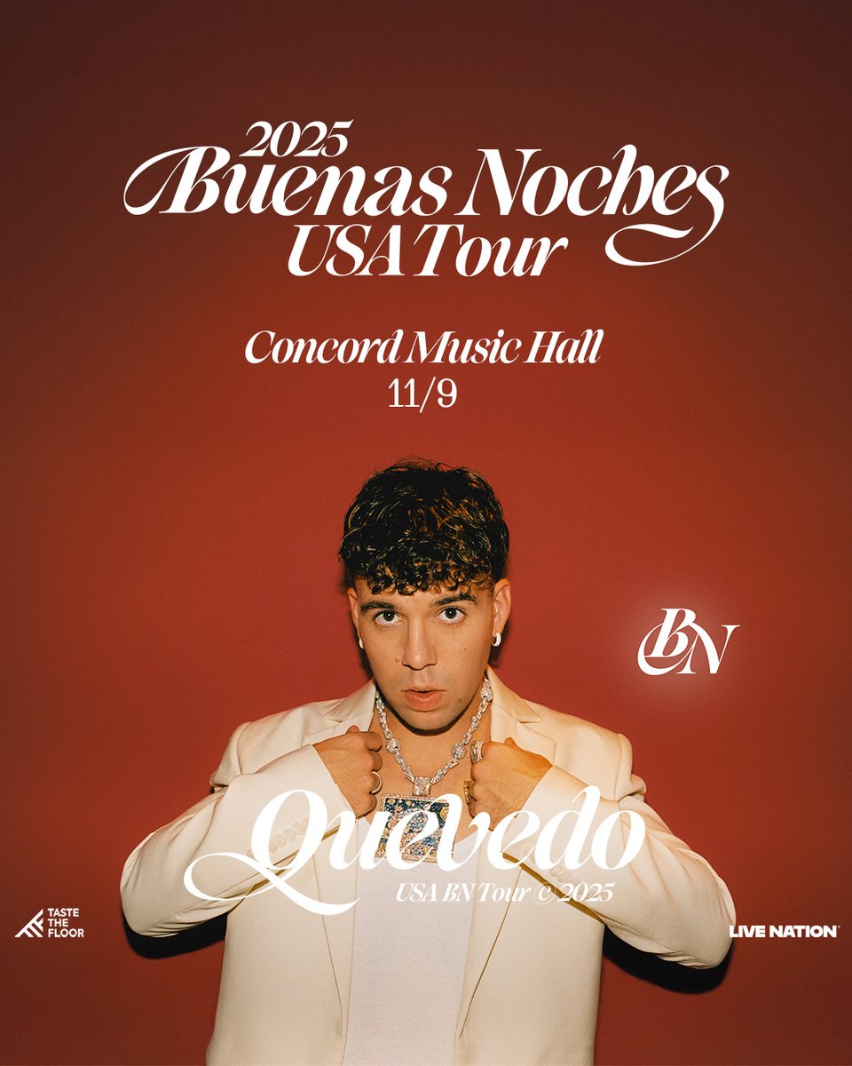 ¿Listos para prenderse toda la noche con <a href="/pedrodquevedo/">QUEVEDO</a>? Ya está en venta el BUENAS NOCHES TOUR en <a href="/ConcordHall/">Concord Music Hall</a>. Nos vemos ahí 🔥🔥

livemu.sc/43Sb5uI