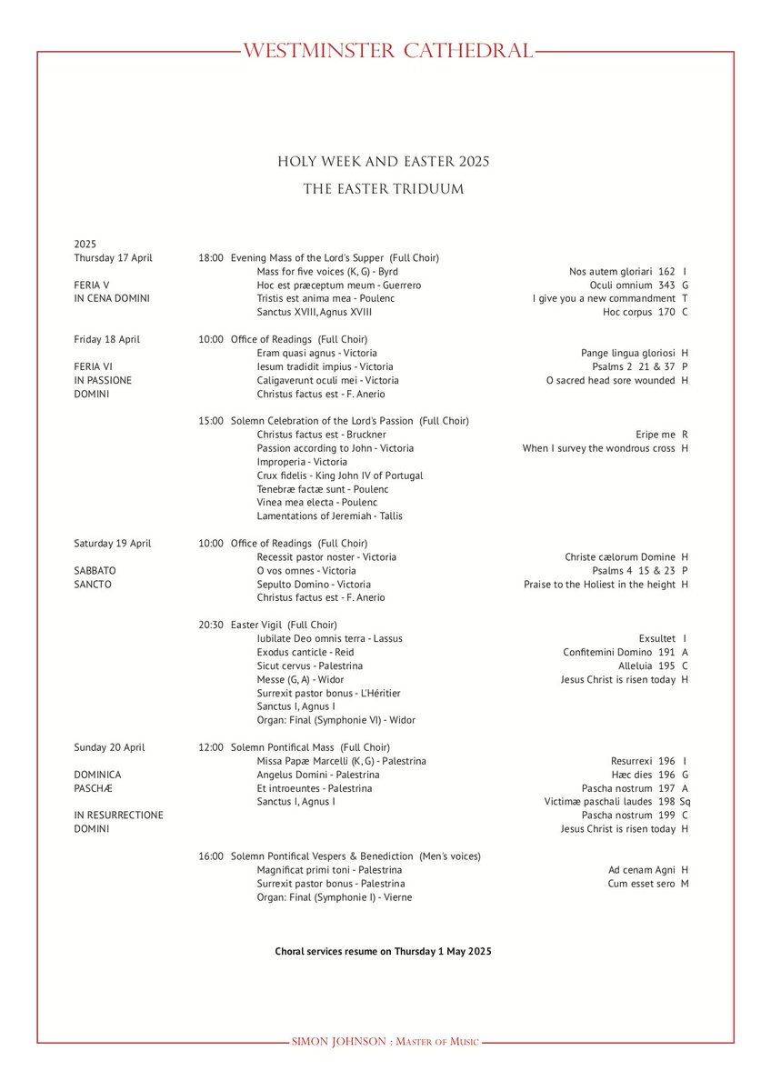Westminster Cathedral Choir (@wcchoir) on Twitter photo 