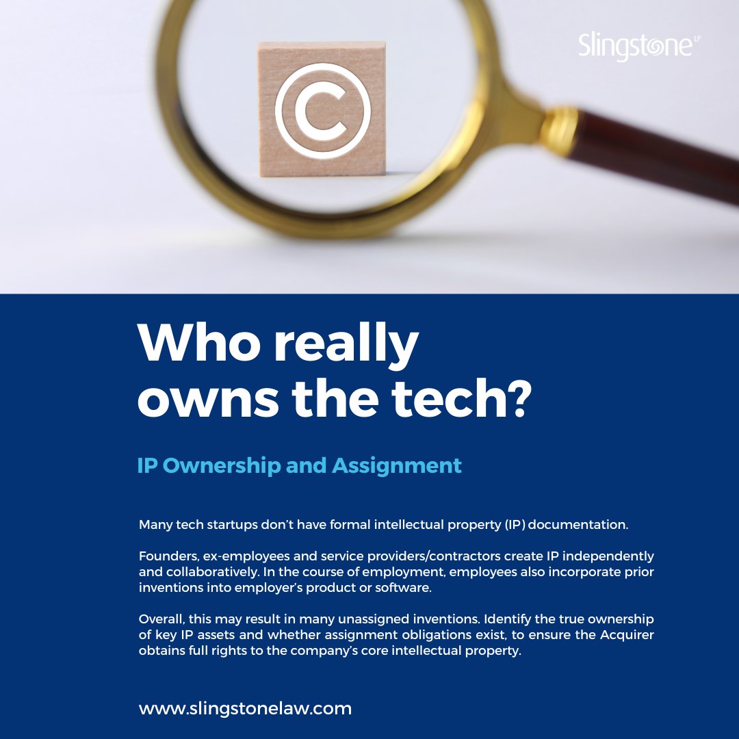 SlingstoneLaw's tweet photo. From IP to revenue streams and equity ownership, these are some of the key flashpoints in legal due diligence during Tech M&amp;A transactions.  1/2

#TechM&amp;A #LegalDueDiligence #Acquisitions #Mergers #StartupLaw https://t.co/XQQapVbFUz