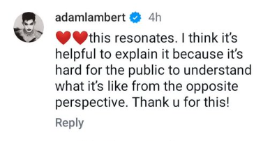 4Gelly's tweet photo. Adam left a comment on Robbie's long post ♥️.
:  "❤️❤️this resonates. I think it’s helpful to explain it because it’s hard for the public to understand what it’s like from the opposite perspective. Thank u for this!" 
Robbie is talking about fans and the struggles he's facing when he wants to say no to a photo w a fan
Please read Robbie's full post on his ig ♥️
https://t.co/xpgz5BwrxA