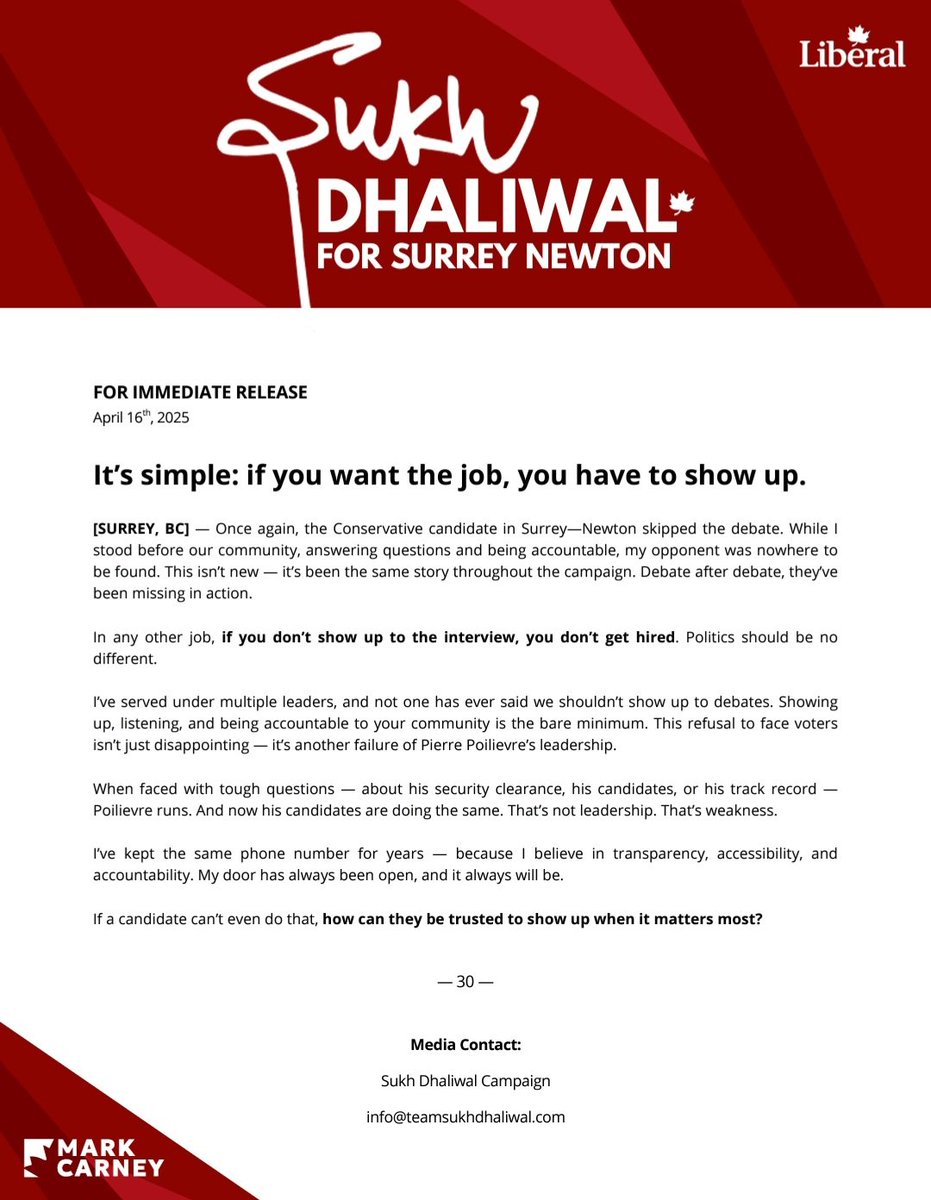 My official statement regarding the absence of my opponents from Tuesday's @SBofT debate.