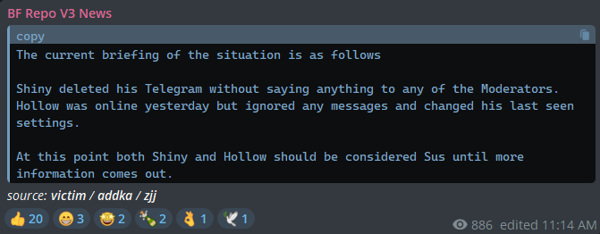 torrents's tweet photo. 🚨BreachForums Update: Moderators Shiny &amp; Hollow are MIA—Shiny offline since yesterday, Hollow ignoring messages. https://t.co/dfmQtlfyRk