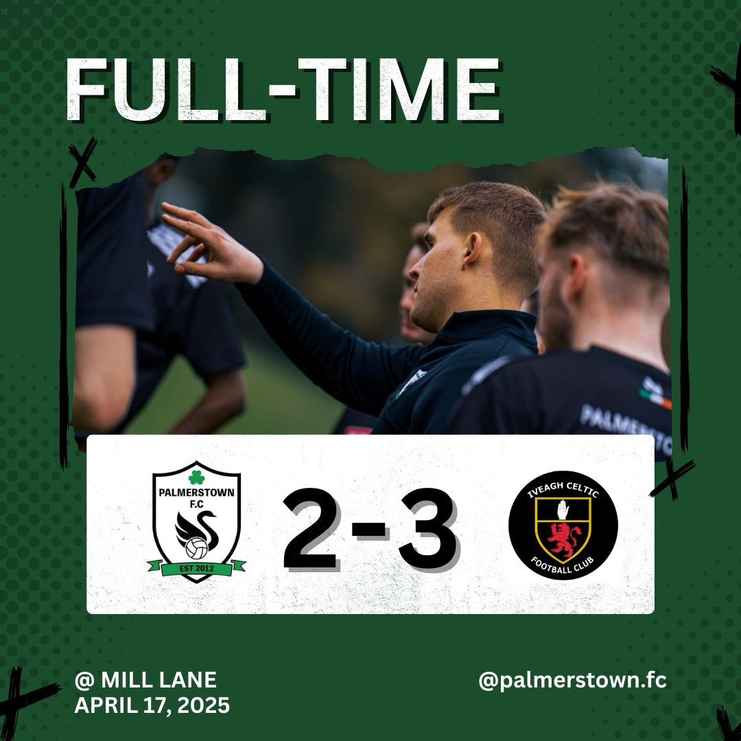 FT: Palmerstown FC 2-3 Iveagh Celtic 

It ends in heartbreak in our final game of the season. Our lads just fell short of promotion with a narrow defeat against the champions. 

Thank you to all the fans for the support throughout the season! 

Until The Last Swan 🦢