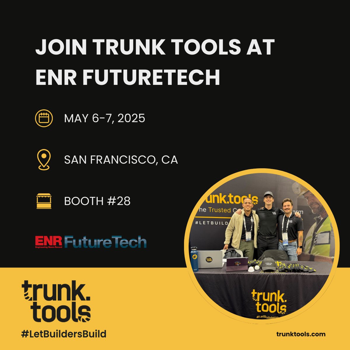 trunk_tools's tweet image. Headed to #ENRFutureTech next month?

If so, join Trunk Tools at Booth #28 in the Exhibit Hall! ...And don&apos;t miss our breakout session, &quot;Is It Time to Say Goodbye to the RFI?&quot; ft. Trunk Tools&apos; CEO, Sarah Buchner, and Rawle Sawh, Dir. of Operations Technology at Gilbane.