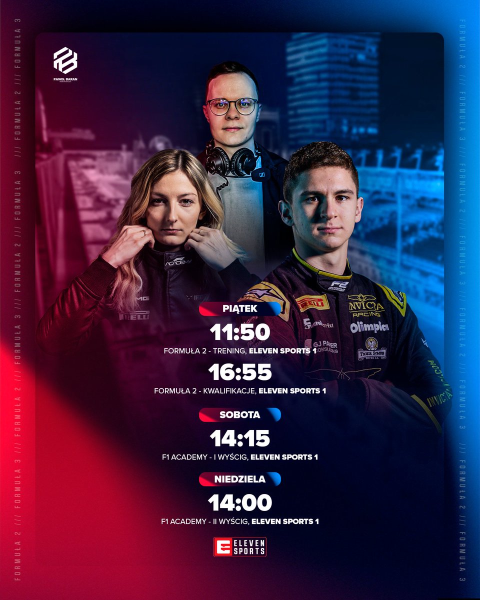 Paweł Baran (@pawelbae) on Twitter photo Formuła 2 nie ma przerwy! Wraca też <a href="/f1academy/">F1 Academy</a> 🏎️ Świąteczne przygotowania, jak i same święta, warto spędzić z #SaudiArabianGP w <a href="/ELEVENSPORTSPL/">ELEVEN SPORTS PL</a> 😀 Na jutrzejsze treningi zapraszam razem z <a href="/mik_kaminski/">Mikołaj Kamiński</a> 🎙️📺 #ElevenF1 Formuła 2 nie ma przerwy! Wraca też <a href="/f1academy/">F1 Academy</a> 🏎️ Świąteczne przygotowania, jak i same święta, warto spędzić z #SaudiArabianGP w <a href="/ELEVENSPORTSPL/">ELEVEN SPORTS PL</a> 😀 Na jutrzejsze treningi zapraszam razem z <a href="/mik_kaminski/">Mikołaj Kamiński</a> 🎙️📺 #ElevenF1