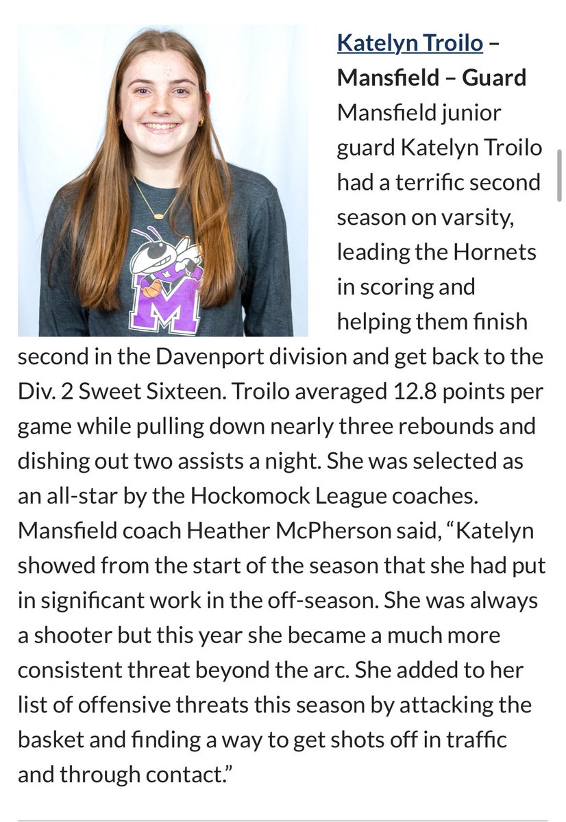 MHSgirlsHoop (@hoopsmh) on Twitter photo Congrats to Katelyn Troilo on being selected to the Hockomock Sports Second team! <a href="/HockomockSports/">HockomockSports</a> Congrats to Katelyn Troilo on being selected to the Hockomock Sports Second team! <a href="/HockomockSports/">HockomockSports</a>