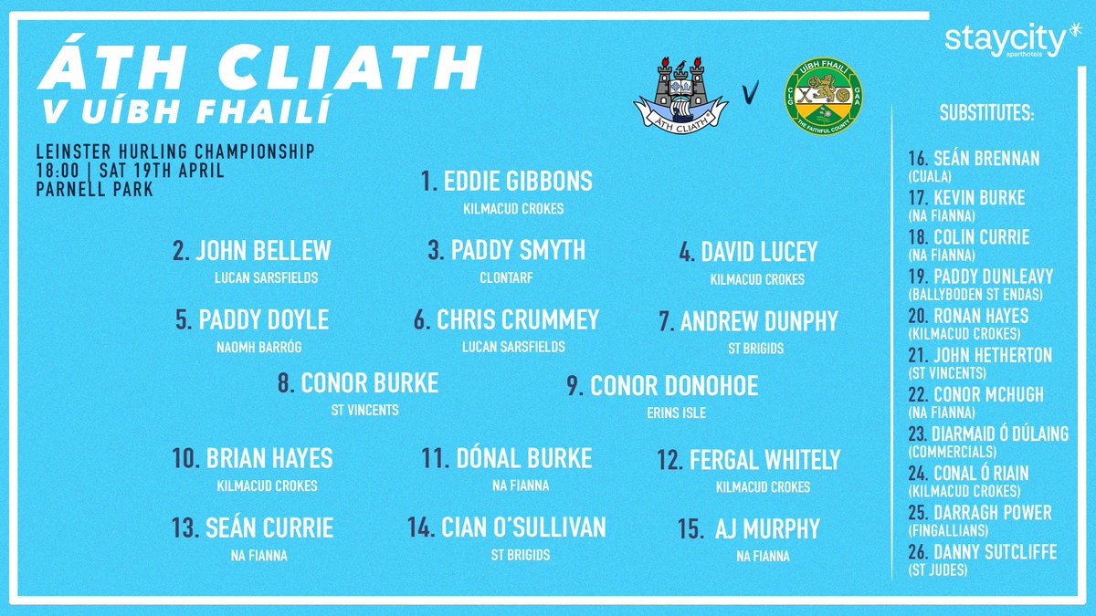 Dublin Senior Hurling manager Niall Ó Ceallacháin has named his panel for Saturday evening's Leinster Championship opener against Offaly at Parnell Park 👕🔥

#UpTheDubs
