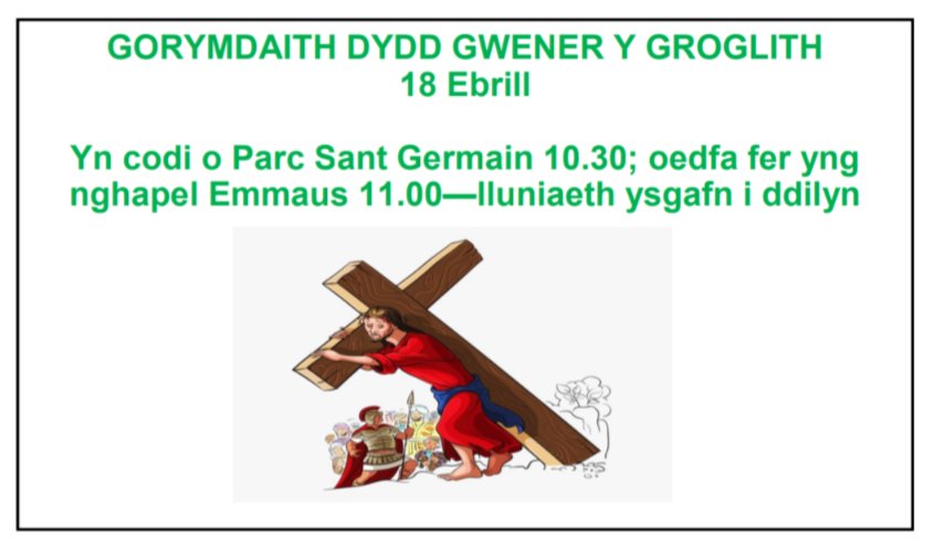 Gorymdaith Gwener y Groglith yn Llanbedr Pont Steffan fory (18 Ebrill). Manylion isod. Croeso i bawb.