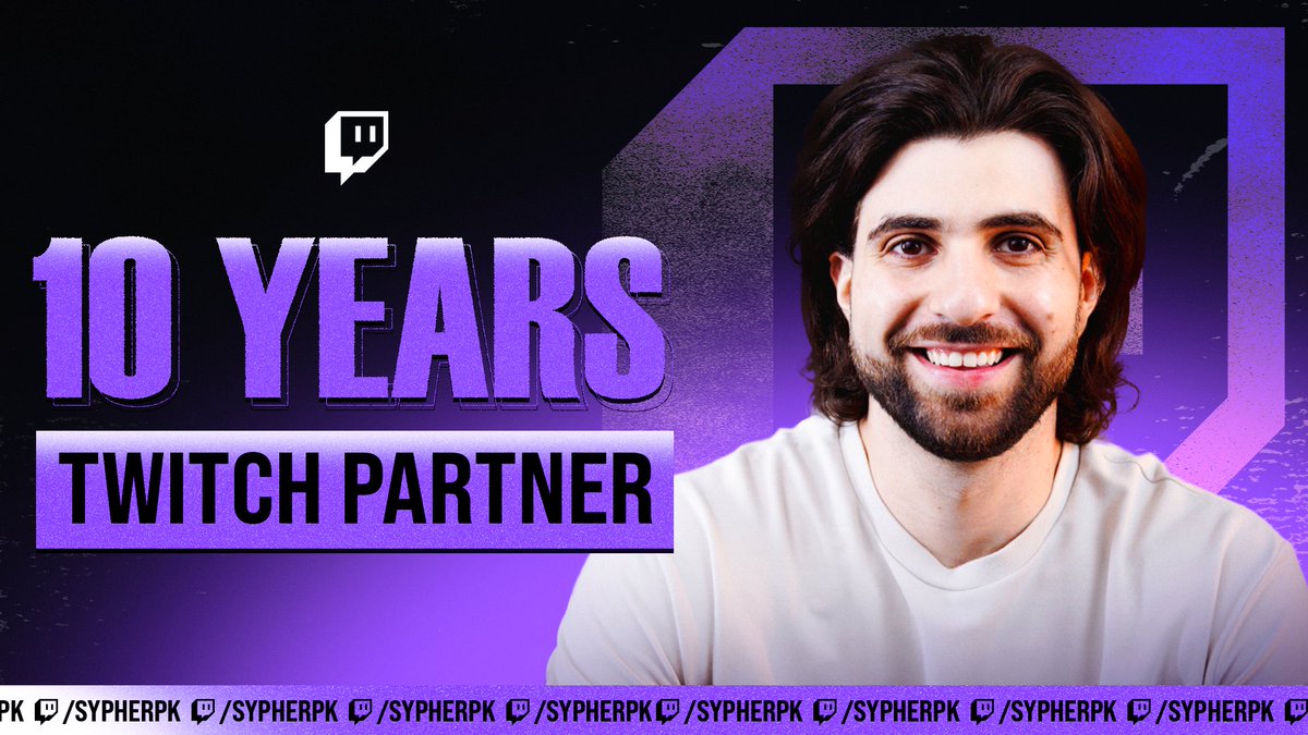 10 years as a Twitch Partner 💜

Congrats to <a href="/SypherPK/">SypherPK</a> 👹