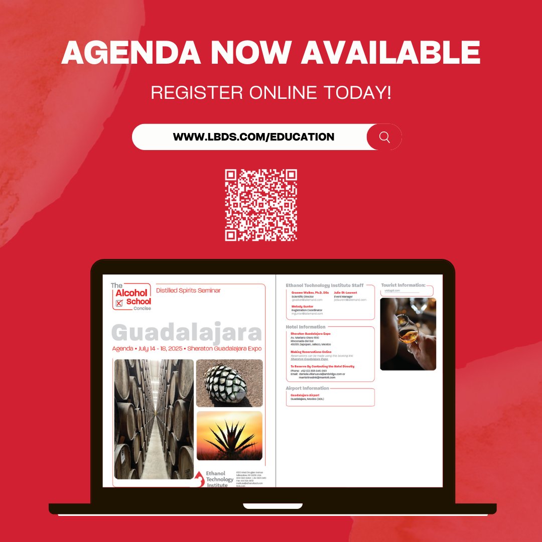 The agenda for the Concise School in Mexico is now available! Explore sessions aimed at improving production, with a special emphasis on tequila and agave spirits!  To view the agenda &amp; secure your spot at our inaugural School in Mexico visit lbds.com/education