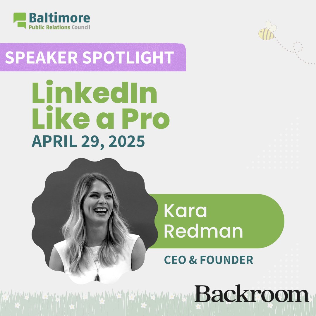 BaltPR's tweet image. 📣 SPEAKER SPOTLIGHT📣
Catch Kara Redman at BPRC’s 9th Annual Comms Spring Training!

LinkedIn Like a Pro
🗓 April 29 | 🕘 9:15–10:15 AM
📍 Pikesville VFC

Boost your brand, build your network &amp;amp; stand out on LinkedIn.

🔗 lnkd.in/eAFupUAW

#BPRC #LinkedInTips #BaltPR