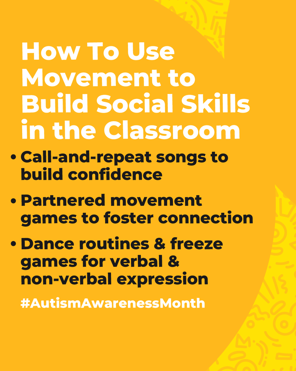 GoNoodle's tweet image. Teachers! Need creative ways to support social skills for students with autism? GoNoodle can help! Save this post for our fav tips.
How do YOU encourage social interactions in the classroom? Comment below! ⬇️
#AutismAwareness #InclusiveLearning #GoNoodle #BrainBreaks