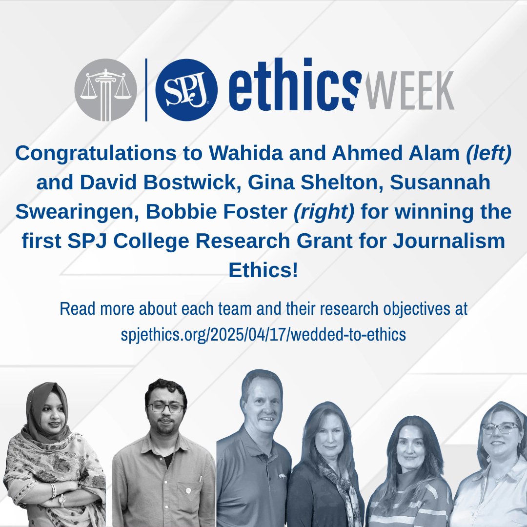 spj_tweets's tweet photo. If you don’t learn ethics in college, you probably won’t learn them on the job. You could easily learn the opposite.

That’s why SPJ debut a College Research Grant for Journalism Ethics during #SPJEthicsWeek. Congratulations to the two winners awarded: https://t.co/4MA9SjpS4x https://t.co/QiBMB9FK9H